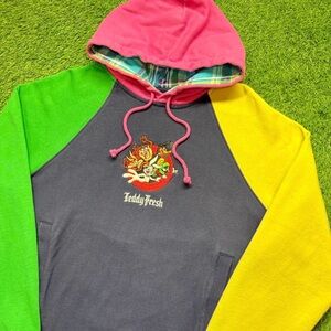 Teddy Fresh Colorblock Hoodie - Pink/Green/Yellow